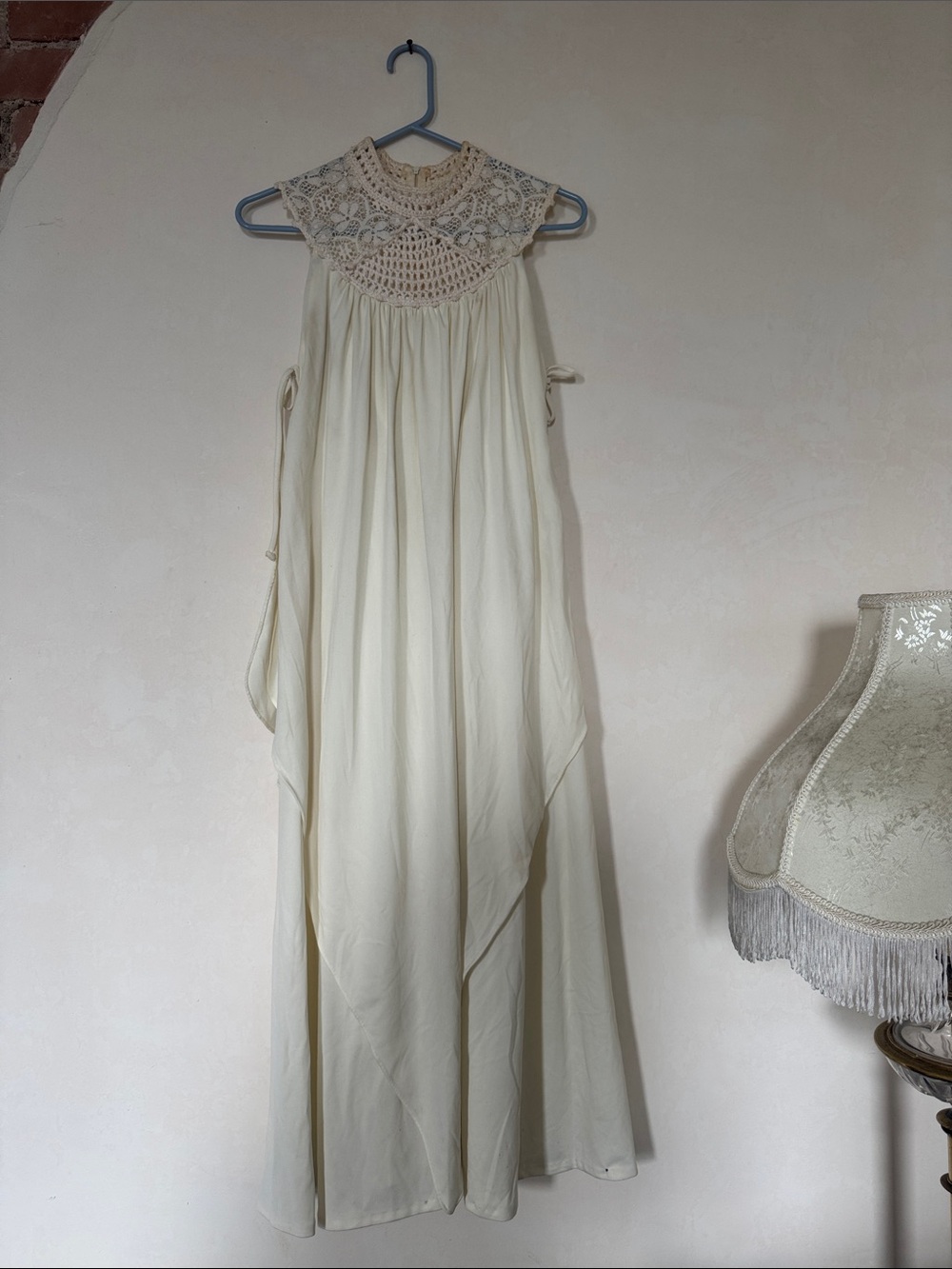 American Vintage Crochet Yoke Maxi Dress in Cream